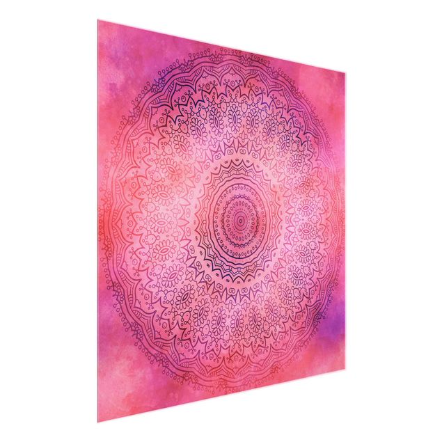 Glass print - Watercolour Mandala Light Pink Violet