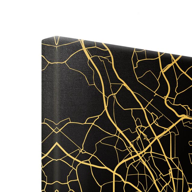 Canvas print gold - Cologne City Map - Classic Black