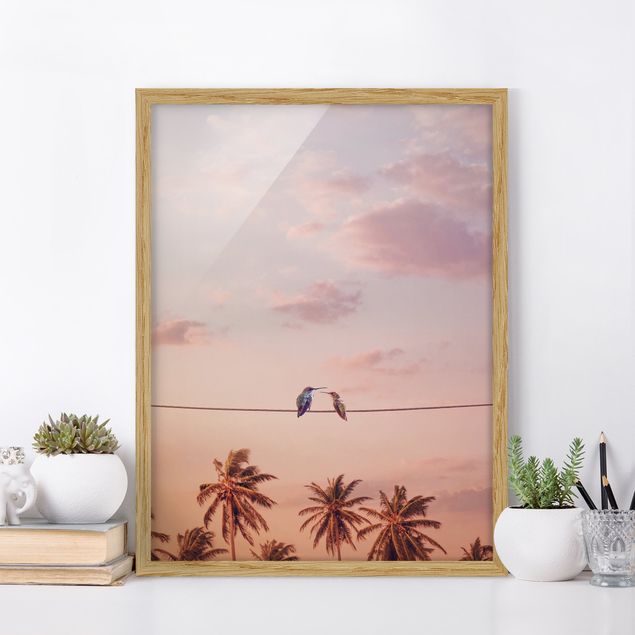 Framed poster - Sunset With Hummingbird