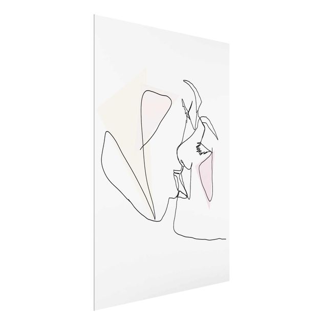Glass print - Kiss Faces Line Art
