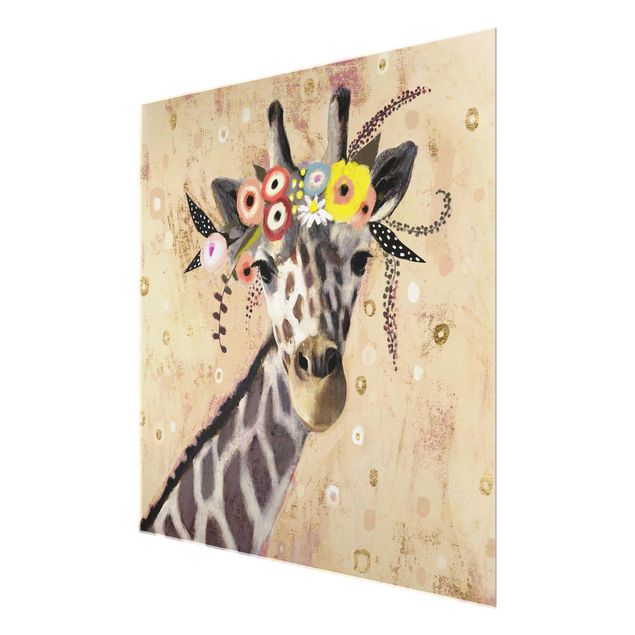 Glass print - Klimt Giraffe