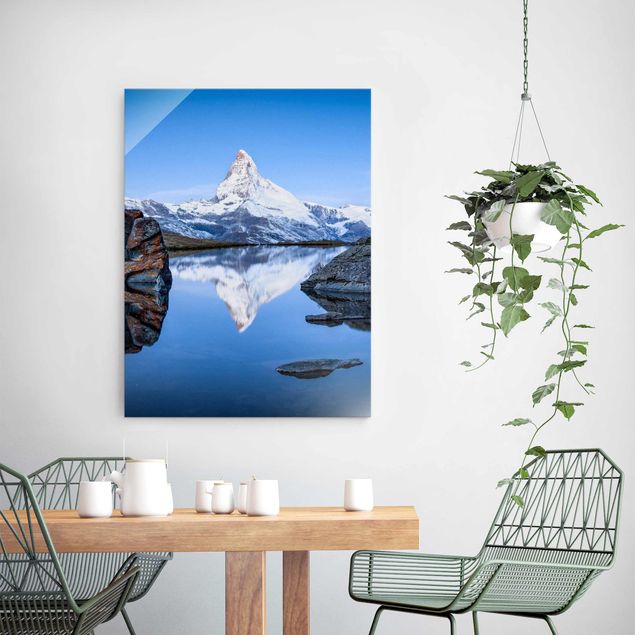 Glass print - Stellisee Lake In Front Of The Matterhorn