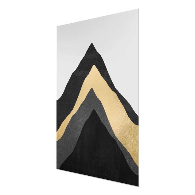 Glass print - Golden Mountain Black White