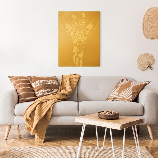 Canvas print gold - Safari Animals - Portrait Giraffe Beige
