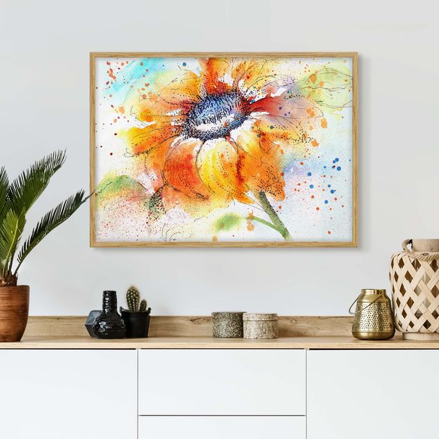 Framed poster - Painted Sunflower