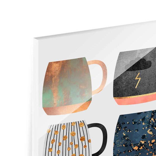 Glass print - Favorite Mugs With Gold