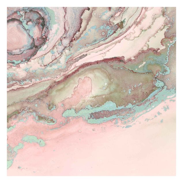 Walpaper - Colour Experiments Marble Light Pink And Turquoise