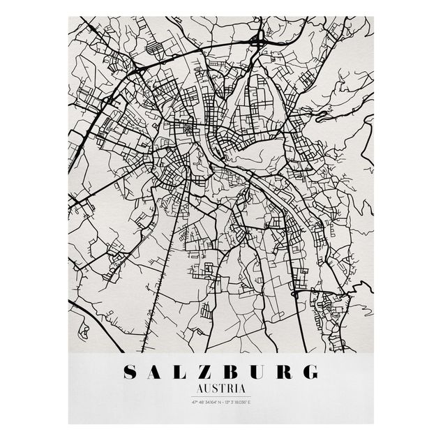 Print on canvas - Salzburg City Map - Classic