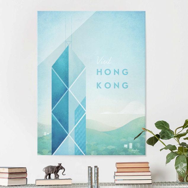 Glas Magnettafel Travel Poster - Hong Kong