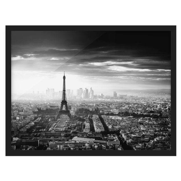 Framed poster - The Eiffel Tower From Above Black And White