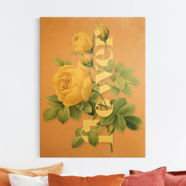 Canvas print gold - Florale Typography - Flower