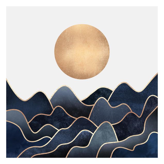 Wallpaper - Golden Sun Blue Waves