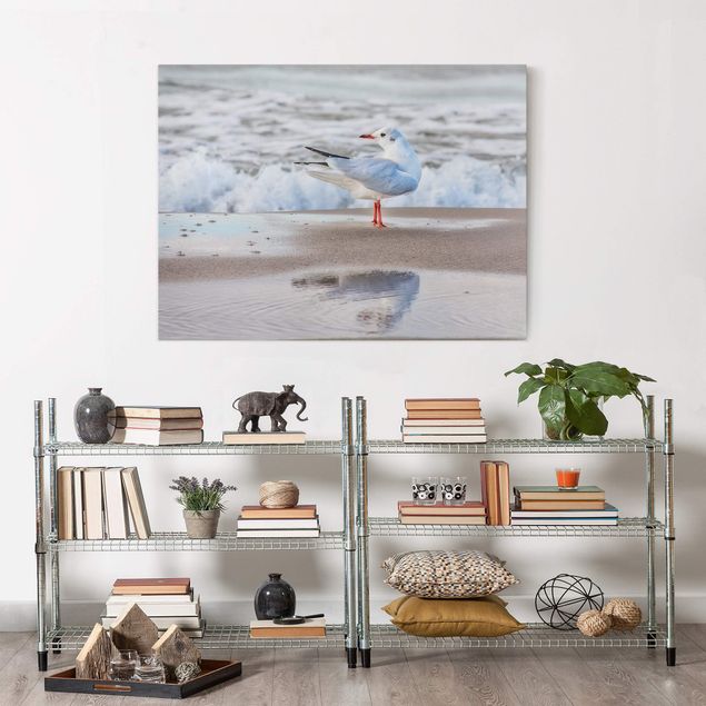 Print on canvas - Seagull On The Beach In Front Of The Sea