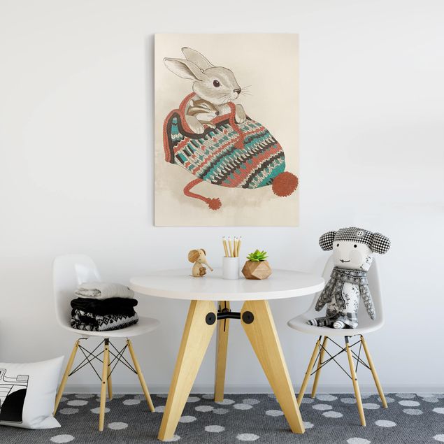 Canvas print - Illustration Cuddly Santander Rabbit In Hat