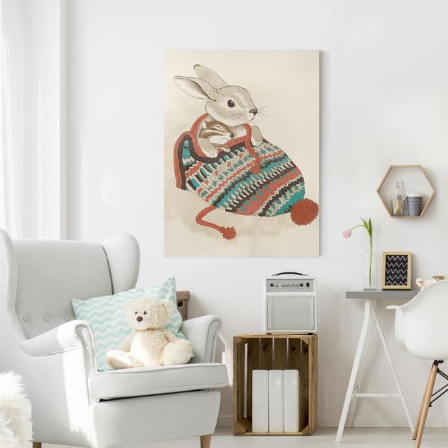 Canvas print - Illustration Cuddly Santander Rabbit In Hat