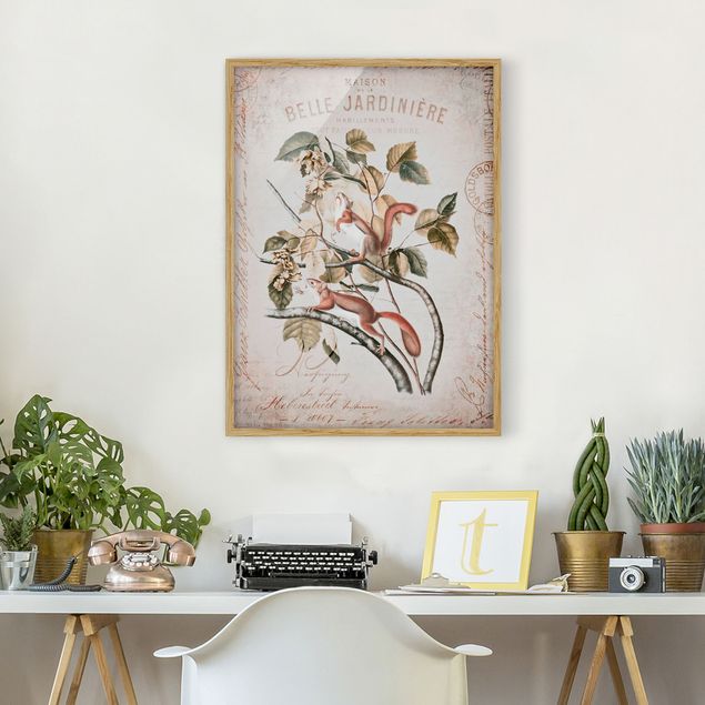 Framed poster - Shabby Chic Collage - Squirrel