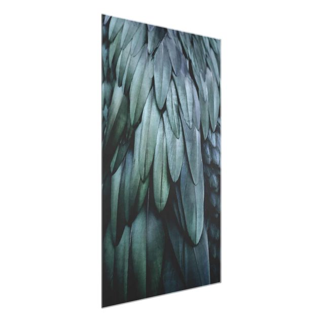 Glass print - Feathers In Aquamarine