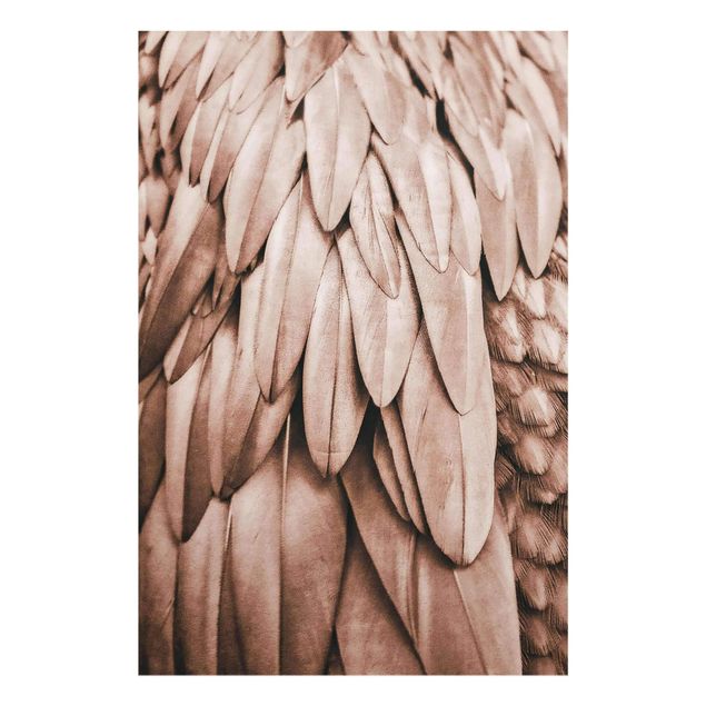Glass print - Feathers In Rosegold