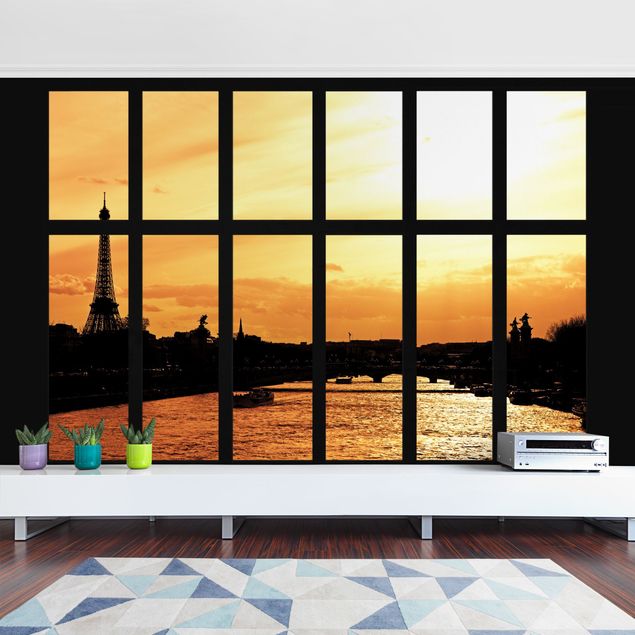 Wallpaper - Window Eiffel Tower Paris Sunrise