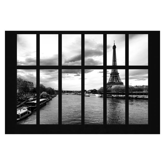 Wallpaper - Window Eiffel Tower Seine Paris