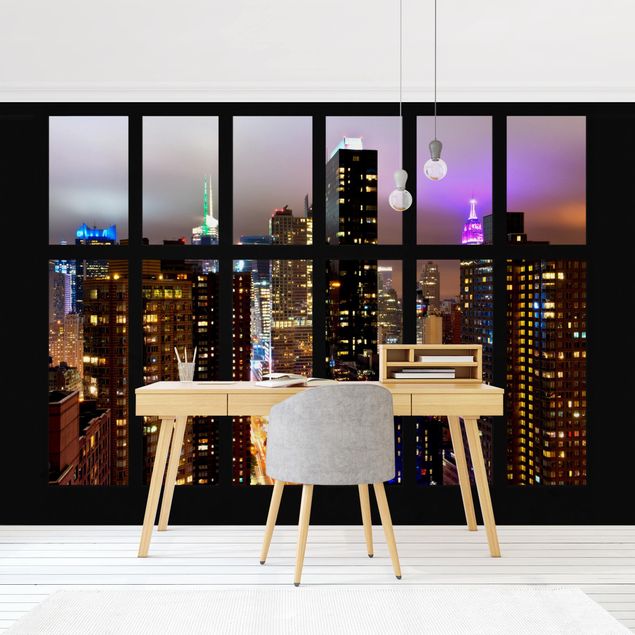 Wallpaper - Window New York Moonlight