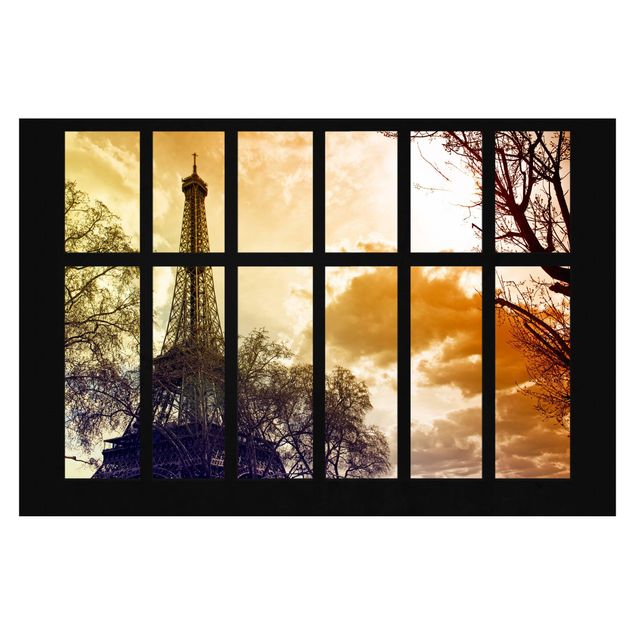 Wallpaper - Window Sunrise Paris Eiffel Tower