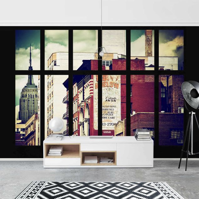 Wallpaper - Window View Of New York Building Vintage