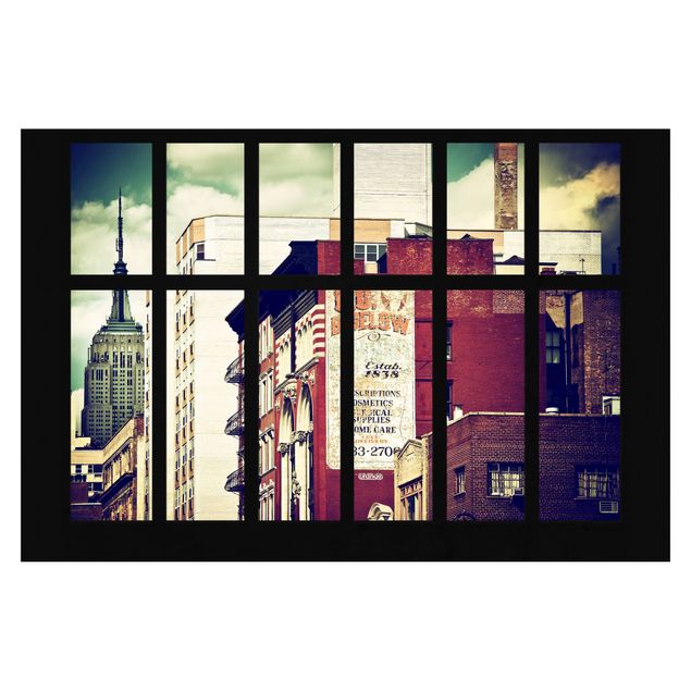 Wallpaper - Window View Of New York Building Vintage