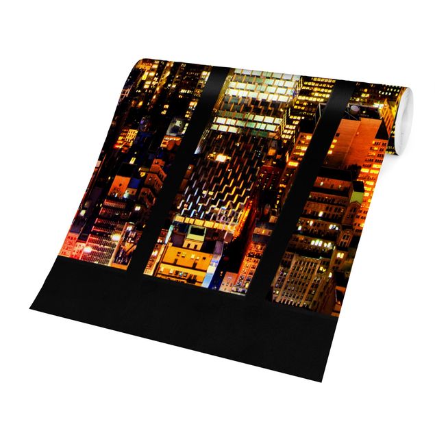Wallpaper - Window View Manhattan Skyline At Night