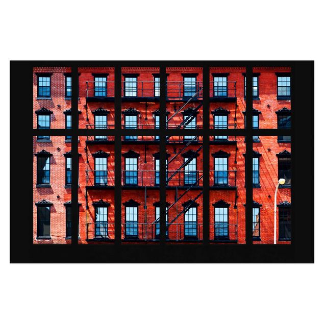 Wallpaper - Window View Red American Facade