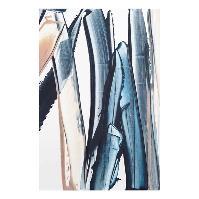 Glass print - Blue And Beige Stripes