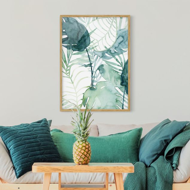 Framed poster - Palm Fronds In Water Color II