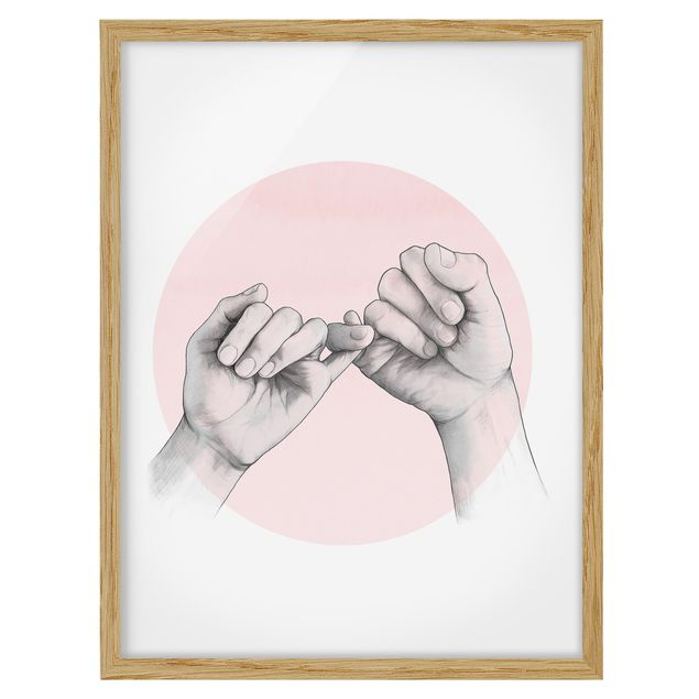 Framed poster - Illustration Hands Friendship Circle Pink White