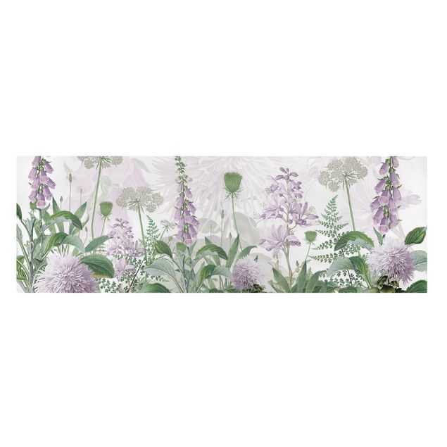 Print on canvas - Foxglove in delicate flower meadow - Panorama 3:1