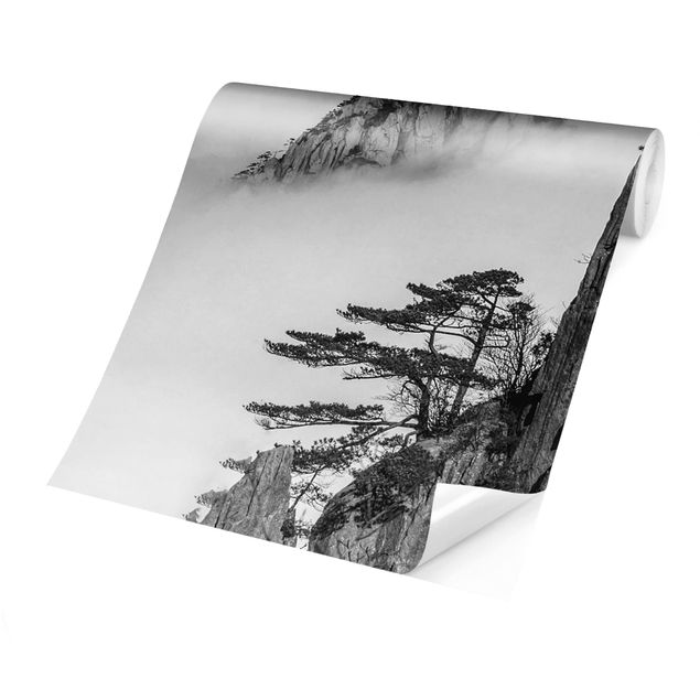 Wallpaper - Rocks In Fog In Black And White