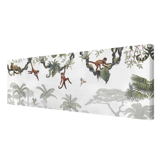 Print on canvas - Cheeky monkeys in tropical canopies - Panorama 3:1