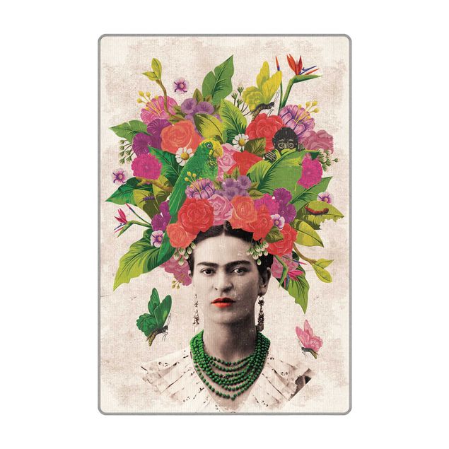 flat weave rug Frida Kahlo - Flower Portrait