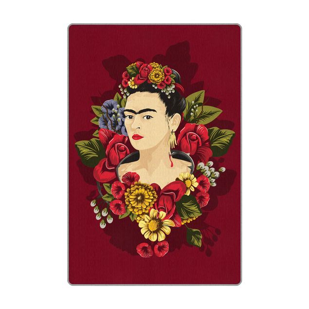 flat weave rug Frida Kahlo - Roses
