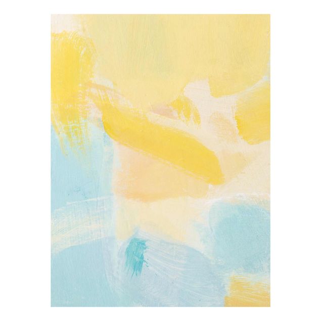 Glass print - Spring Composition In Yellow and Blue