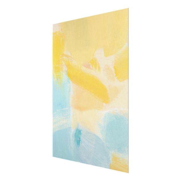 Glass print - Spring Composition In Yellow and Blue