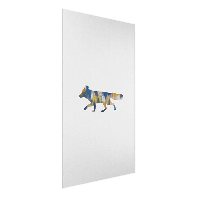 Glass print - Fox In Blue And Yellow