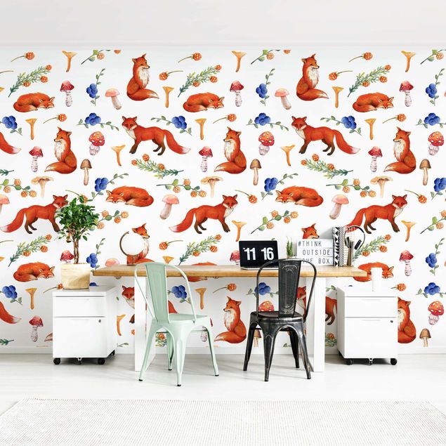 Wallpapers Fox With Mushroom Illlustration