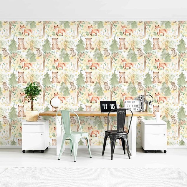 Wallpaper - Fox And Hare With Trees
