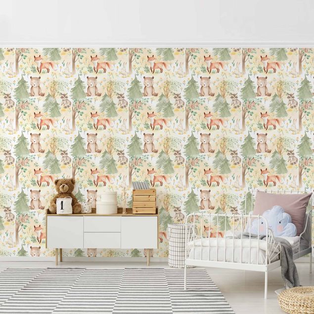 Wallpaper - Fox And Hare With Trees