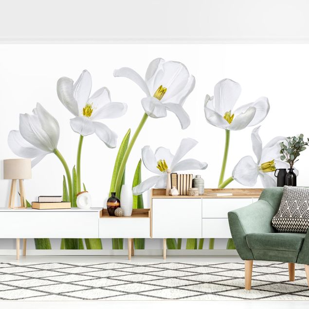 Wallpaper - Five White Tulips
