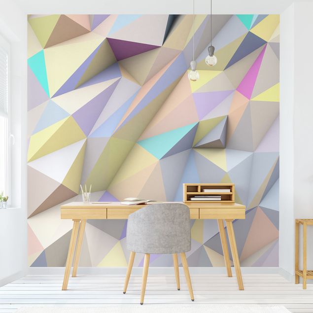 Wallpaper - Geometric Pastel Triangles In 3D