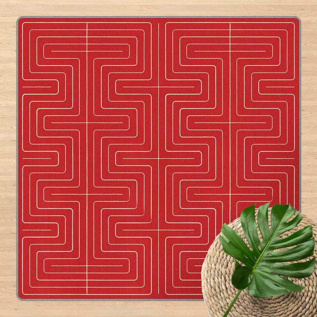red area rugs Geometrical Waves Red