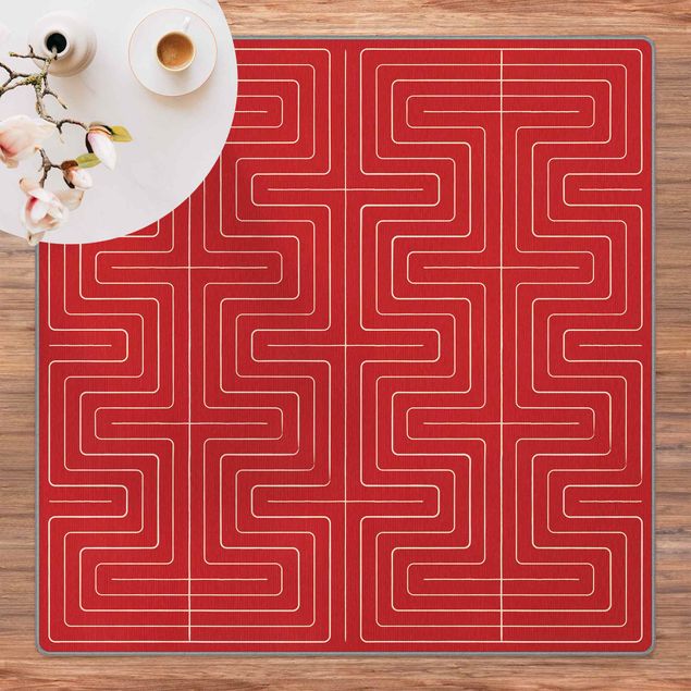 large area rugs Geometrical Waves Red