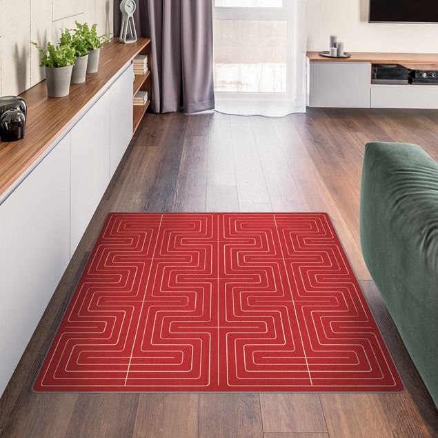 modern area rugs Geometrical Waves Red