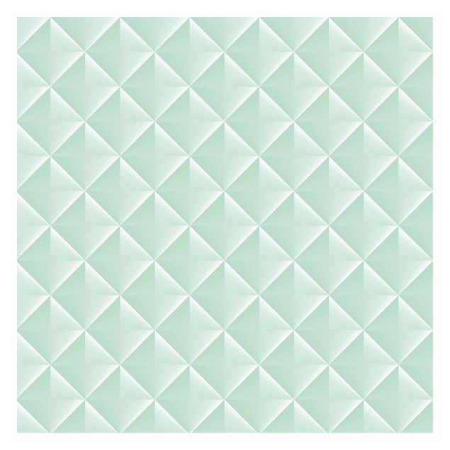 Walpaper - Geometric 3D Diamond Pattern In Mint